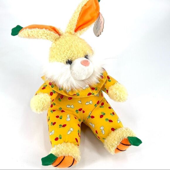 NWT Vintage KellyToy Easter Rabbit Bunny Plush Stuffed stuffie carrots 1997 - Picture 1 of 10